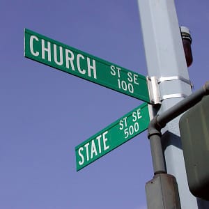 At the intersection of Church and State Streets in Salem, Oregon.